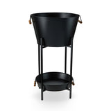 Beverage Tub with Stand & Tray in Black