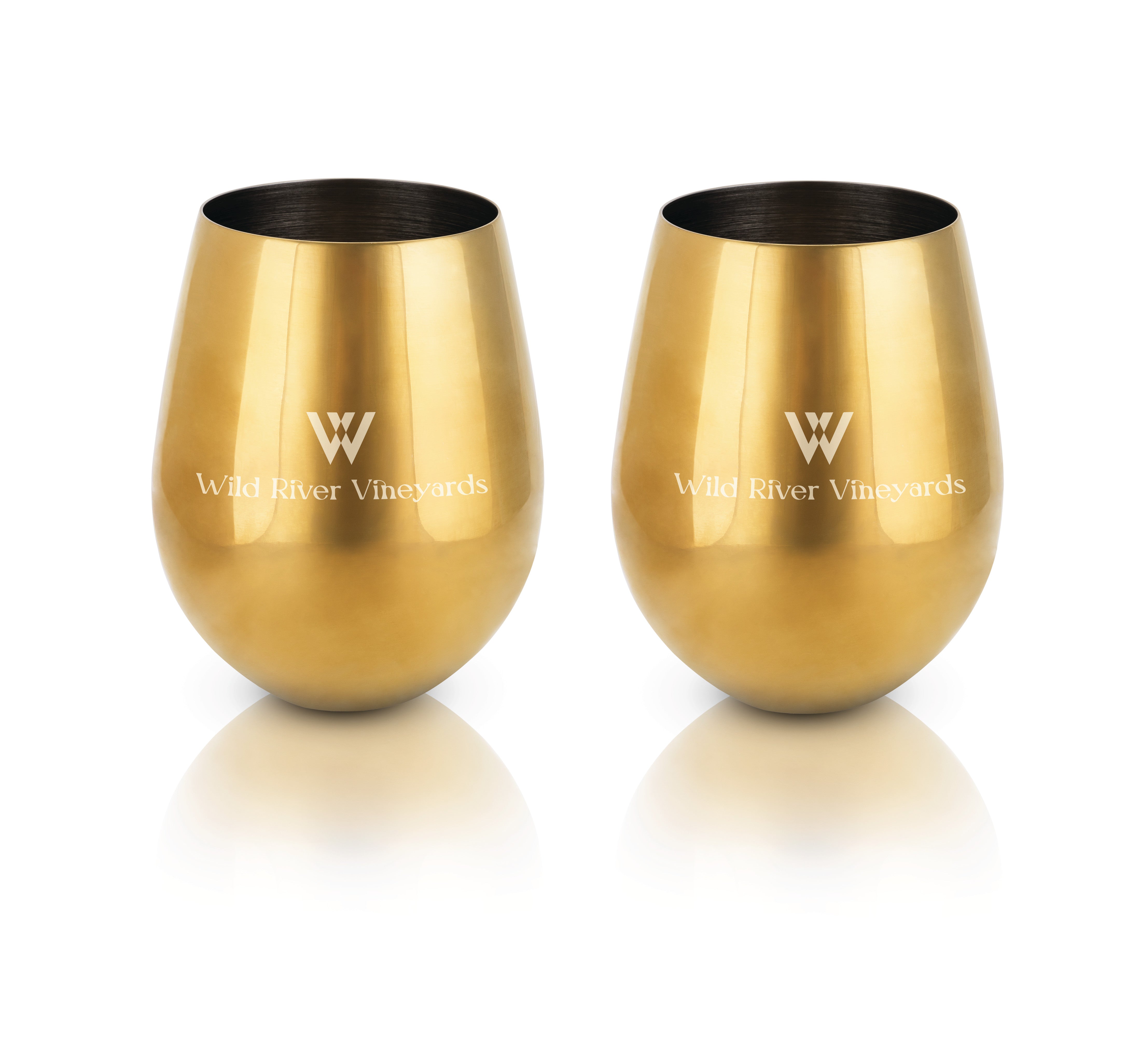 Stainless Steel Stemless Wine Glasses in Gold Set of 2 - Thumbnail 5
