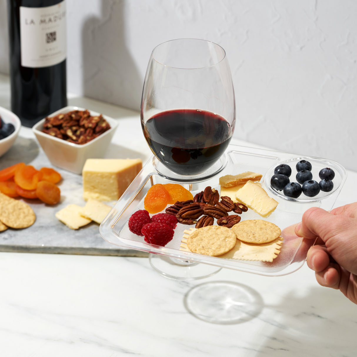 Acrylic Appetizer Plate & Wine Glass Holder, Bulk