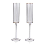 Meridian Crystal Gold Rimmed Champagne Flutes, Set of 2
