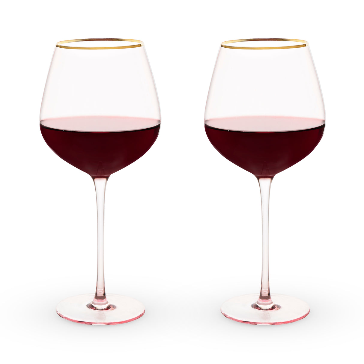 Rose Crystal Red Wine Glasses, Set of 2