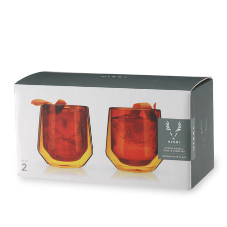 Aurora Double Walled Tumblers in Amber, Set of 2