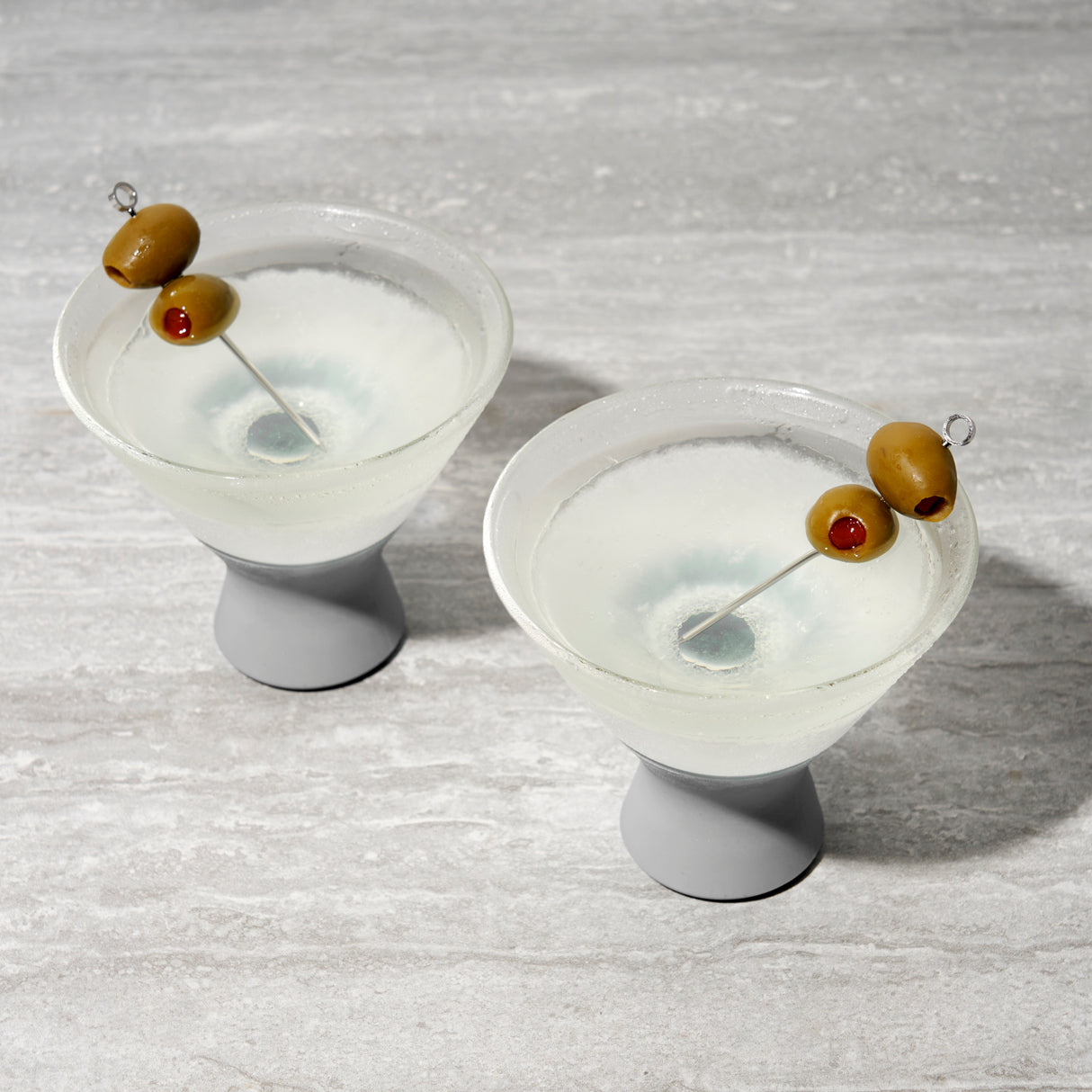 Glass FREEZE Martini Cooling Cup in Gray, Set of 2