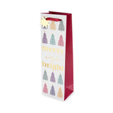 Merry & Bright Trees Single Bottle Wine Bag