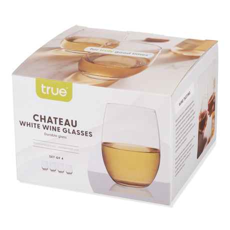 Chateau Stemless White Wine Glasses, Set of 4