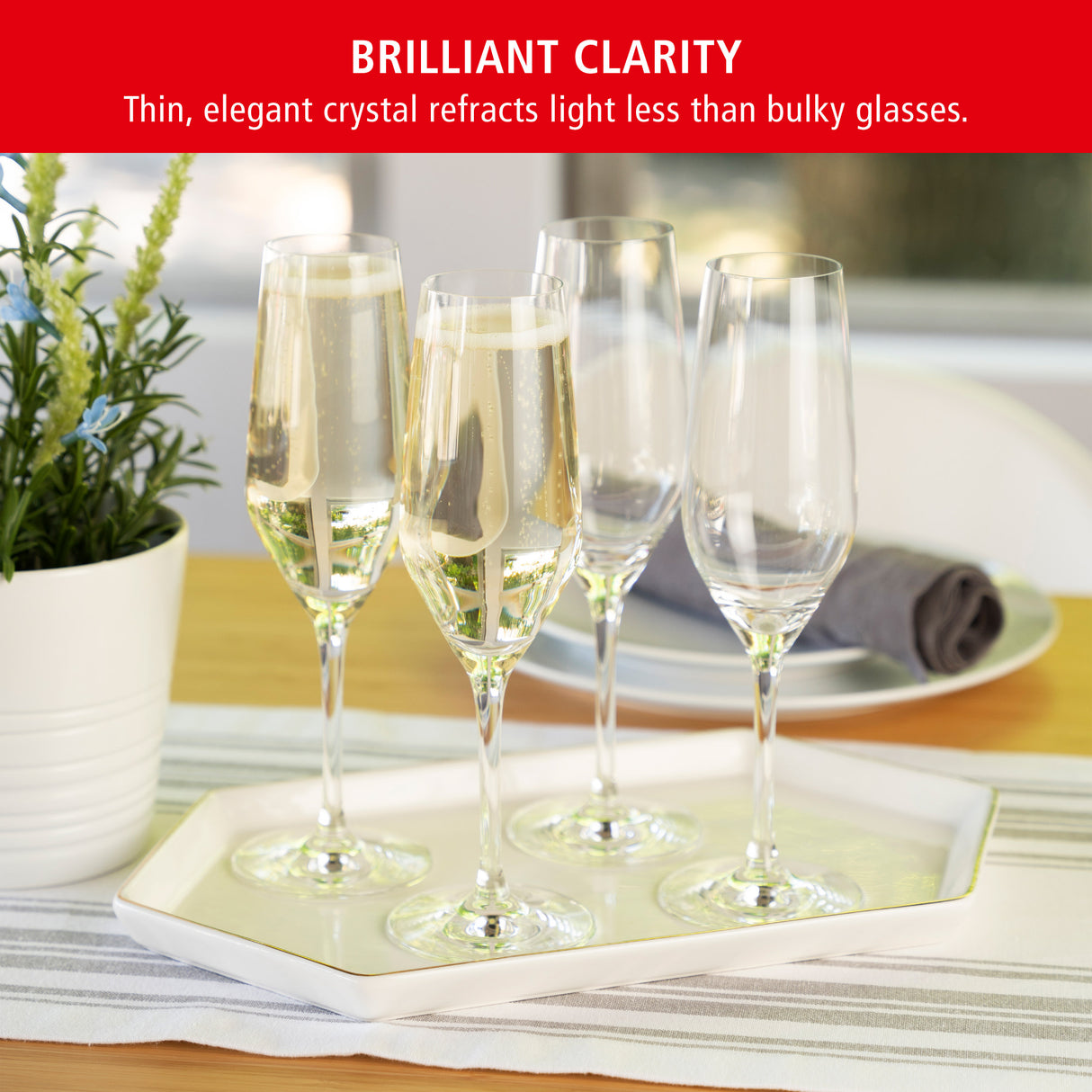 Style Champagne Flute Glass, Set of 4