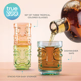 TrueZoo Tiki Trio Shot Glasses in Assorted Colors, Set of 3