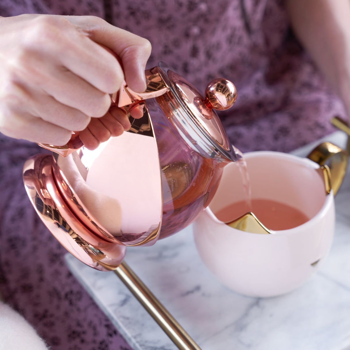 Shelby Glass and Rose Gold Wrapped Teapot