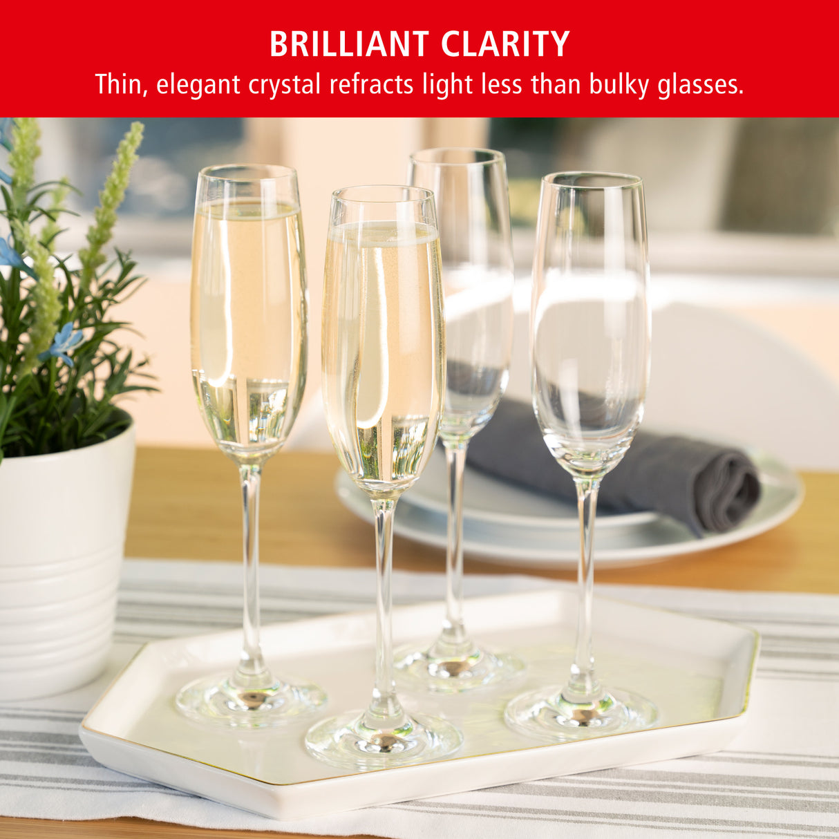 Salute Champagne Flute Glass, Set of 4