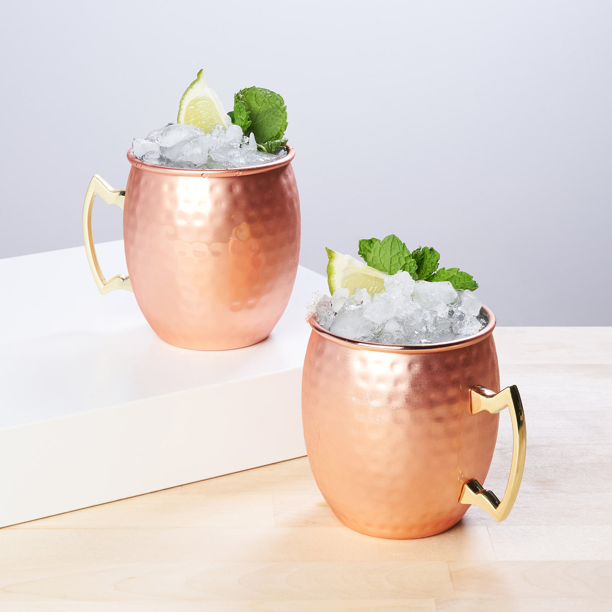 Moscow Mule Hammered Copper Plated Mugs, Set of 2