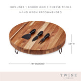 Acacia Wood Footed Cheese Board & Knife Set