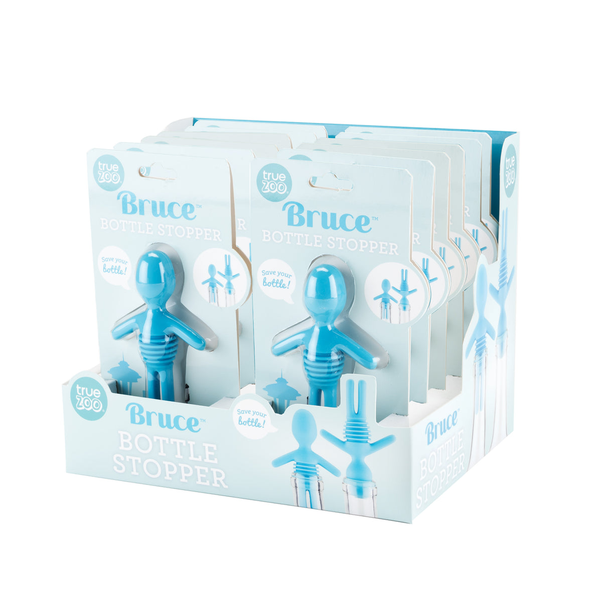 TrueZoo Bruce Silicone Bottle Stop, CDU 12ct