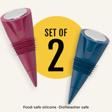 Savoy Silicone Bottle Stoppers in Assorted Colors, Set of 2