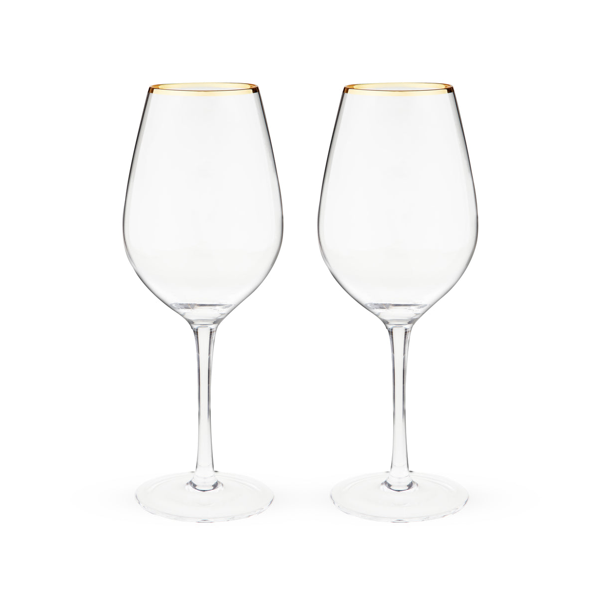 Gilded Stemmed Wine Glasses, Set of 2