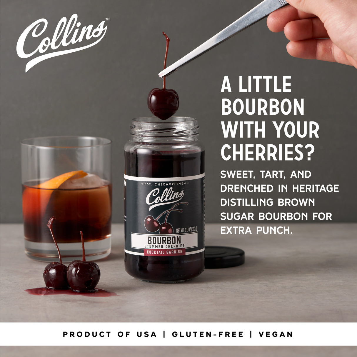 Bourbon Cocktail Cherries, 11 oz