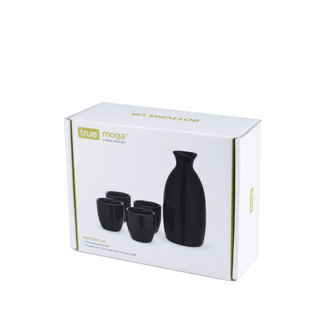 Moga 5-Piece Porcelain Sake Set in Black