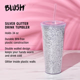 Glam Double Walled Tumbler in Silver Glitter