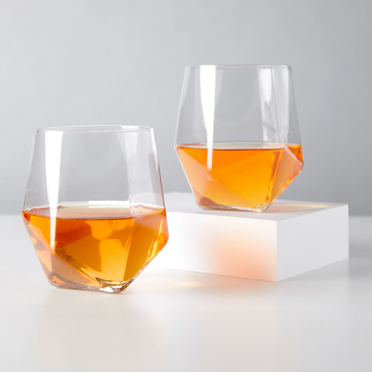 Seneca Crystal Faceted Tumblers, Set of 2