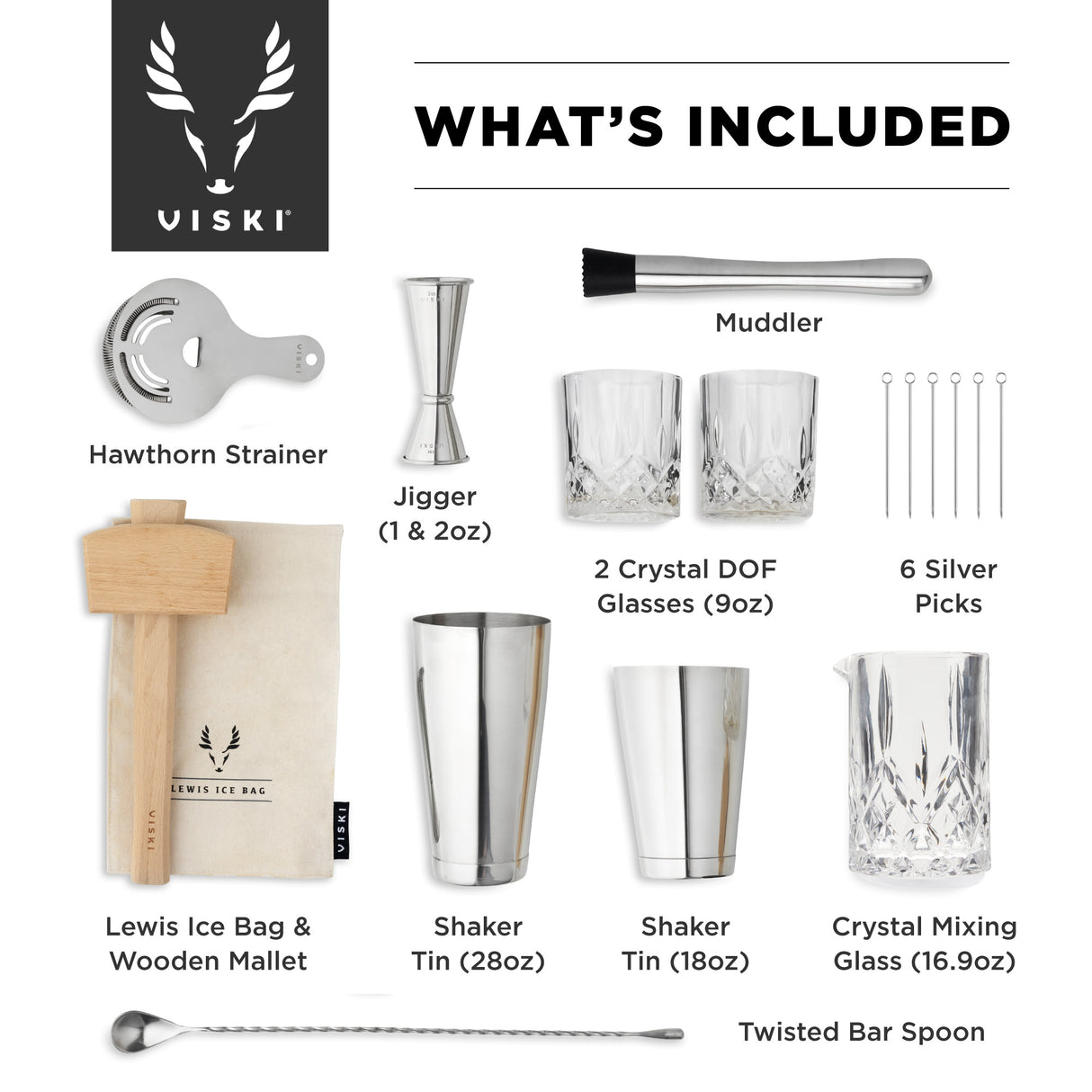 17-Piece Barware Set in Stainless Steel