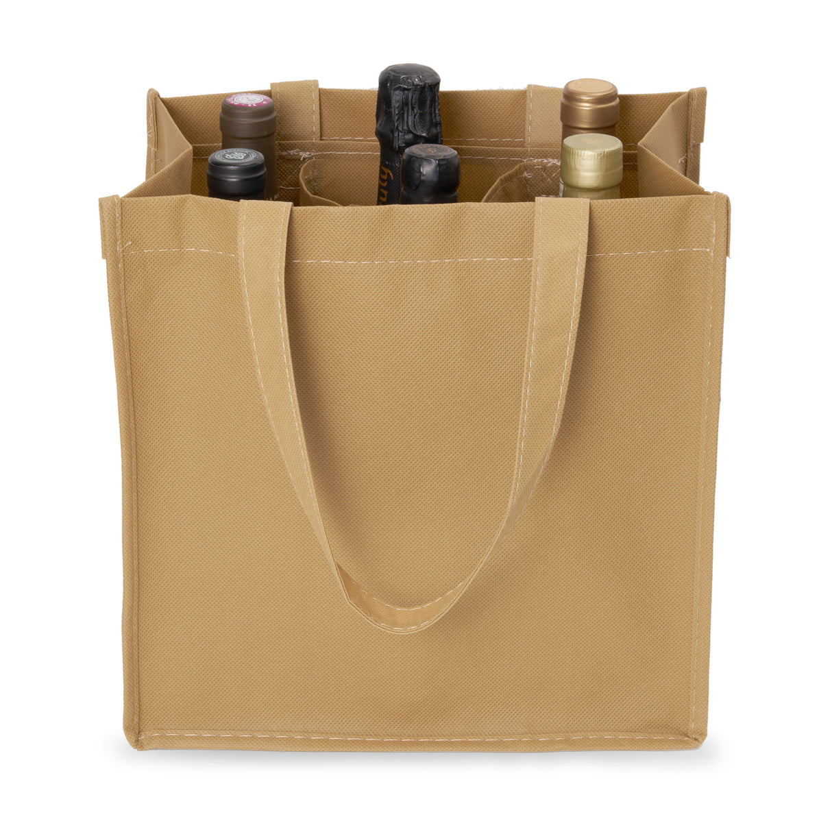 6-Bottle Non-Woven Tote in Beige