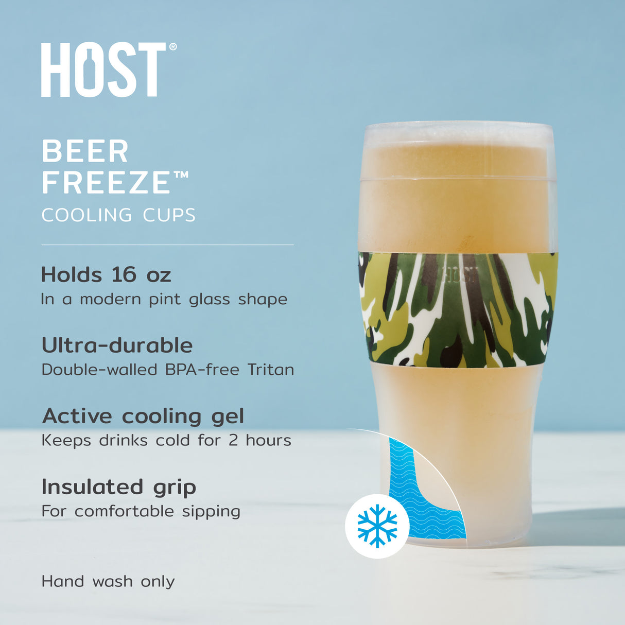 Beer FREEZE Cooling Cup in Green Camo