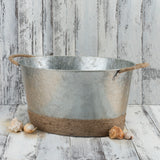 Jute Rope Wrapped Galvanized Metal Beverage Tub