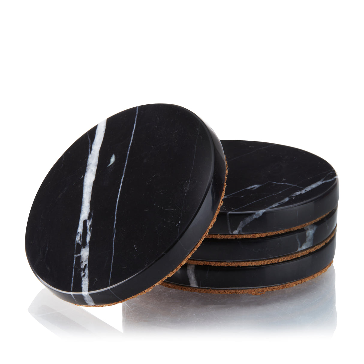 Marble Coaster Set in Black, Set of 4