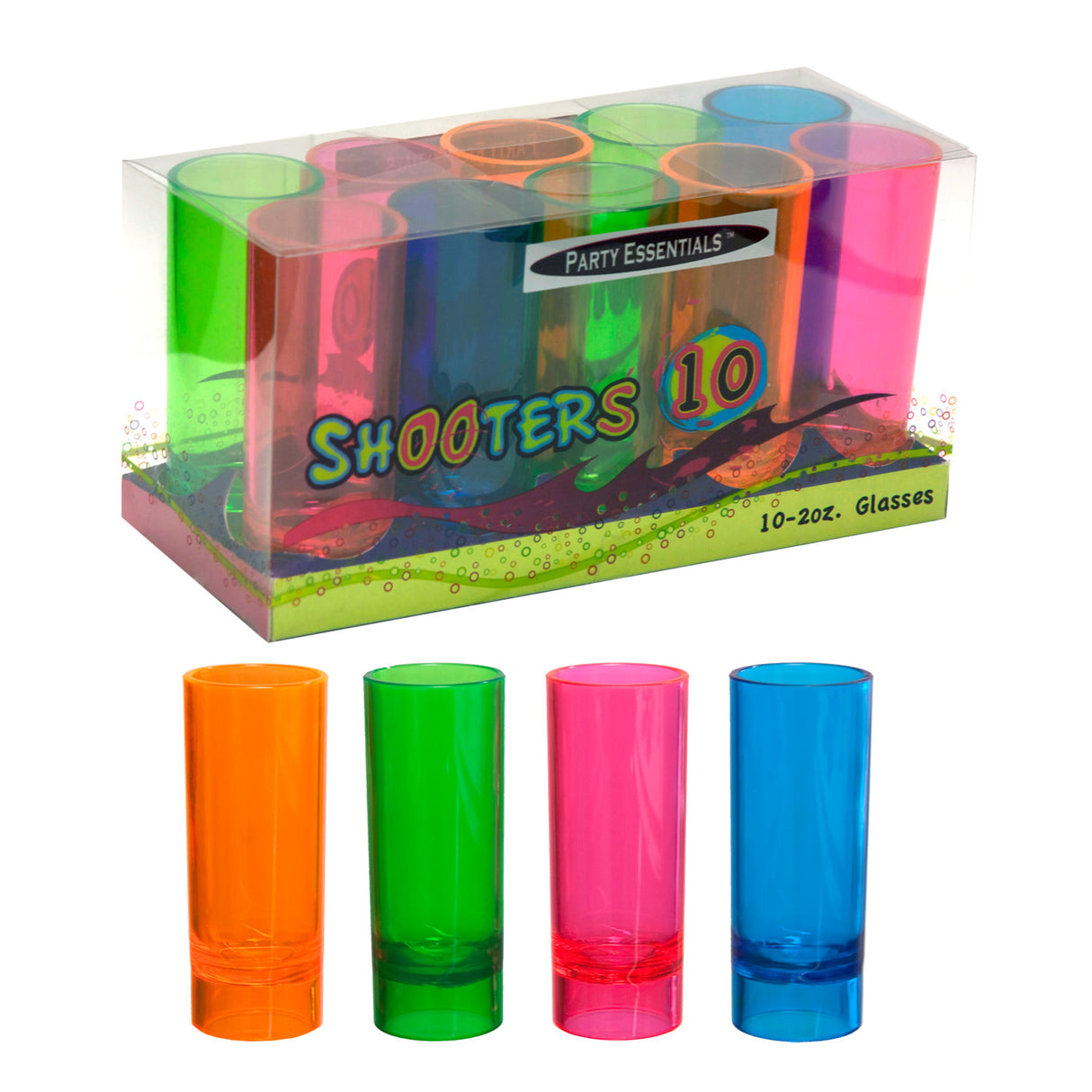 Party Essentials 2 oz Neon Shooters, Set of 10