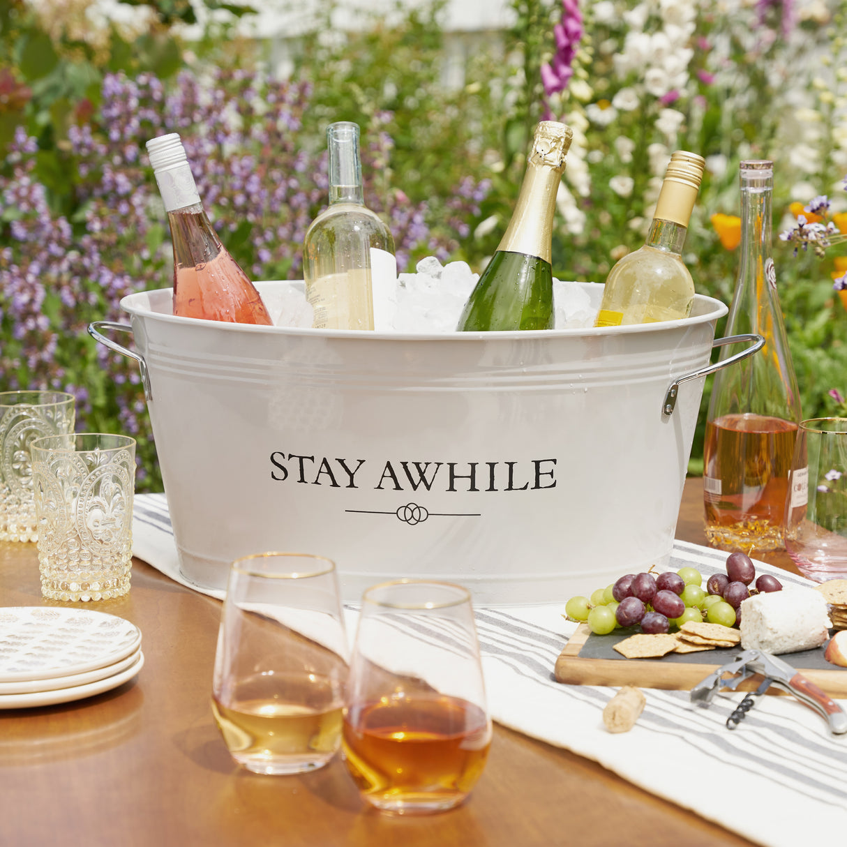 Stay Awhile Metal Beverage Tub