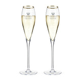 Gold Rimmed Crystal Champagne Flutes, Set of 2