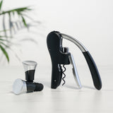 Lever Corkscrew and Stoppers, Set of 3