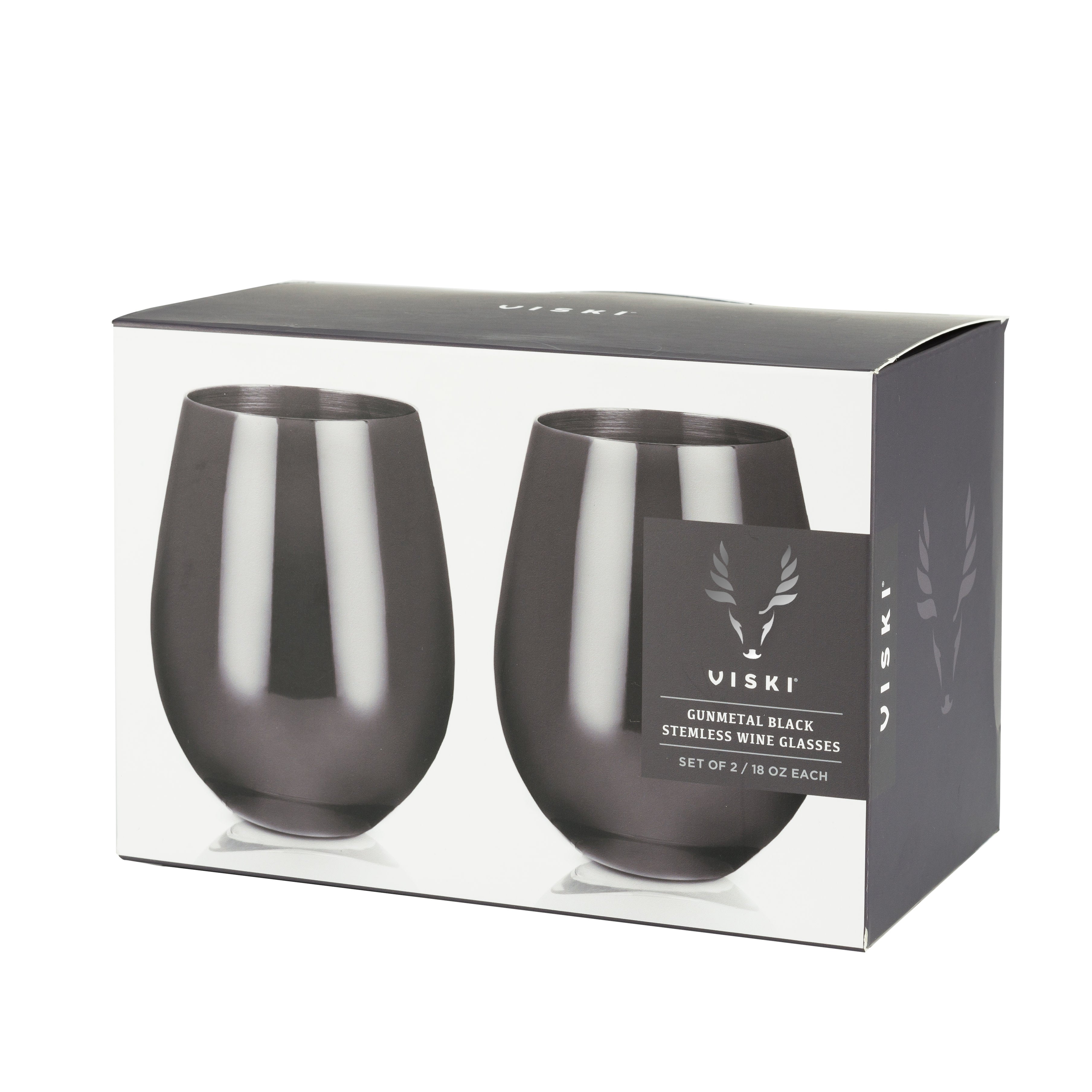 Warren Stemless Wine Glasses in Gunmetal, Set of 2 - Thumbnail 2