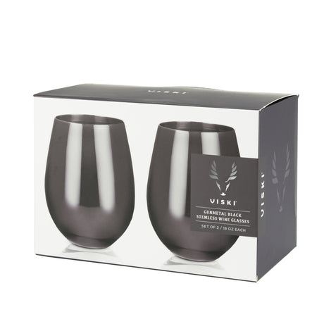 Warren Stemless Wine Glasses in Gunmetal, Set of 2