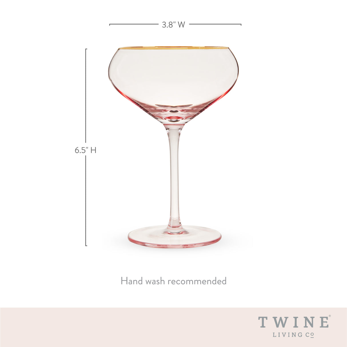 Rose Crystal Coupe Glasses, Set of 2