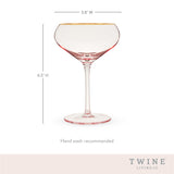 Rose Crystal Coupe Glasses, Set of 2