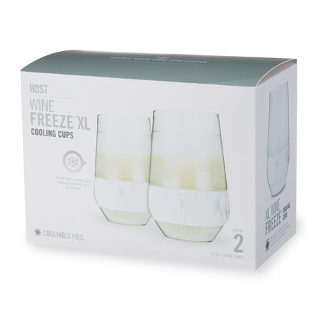 Wine FREEZE XL Cooling Cup in Marble, Set of 2