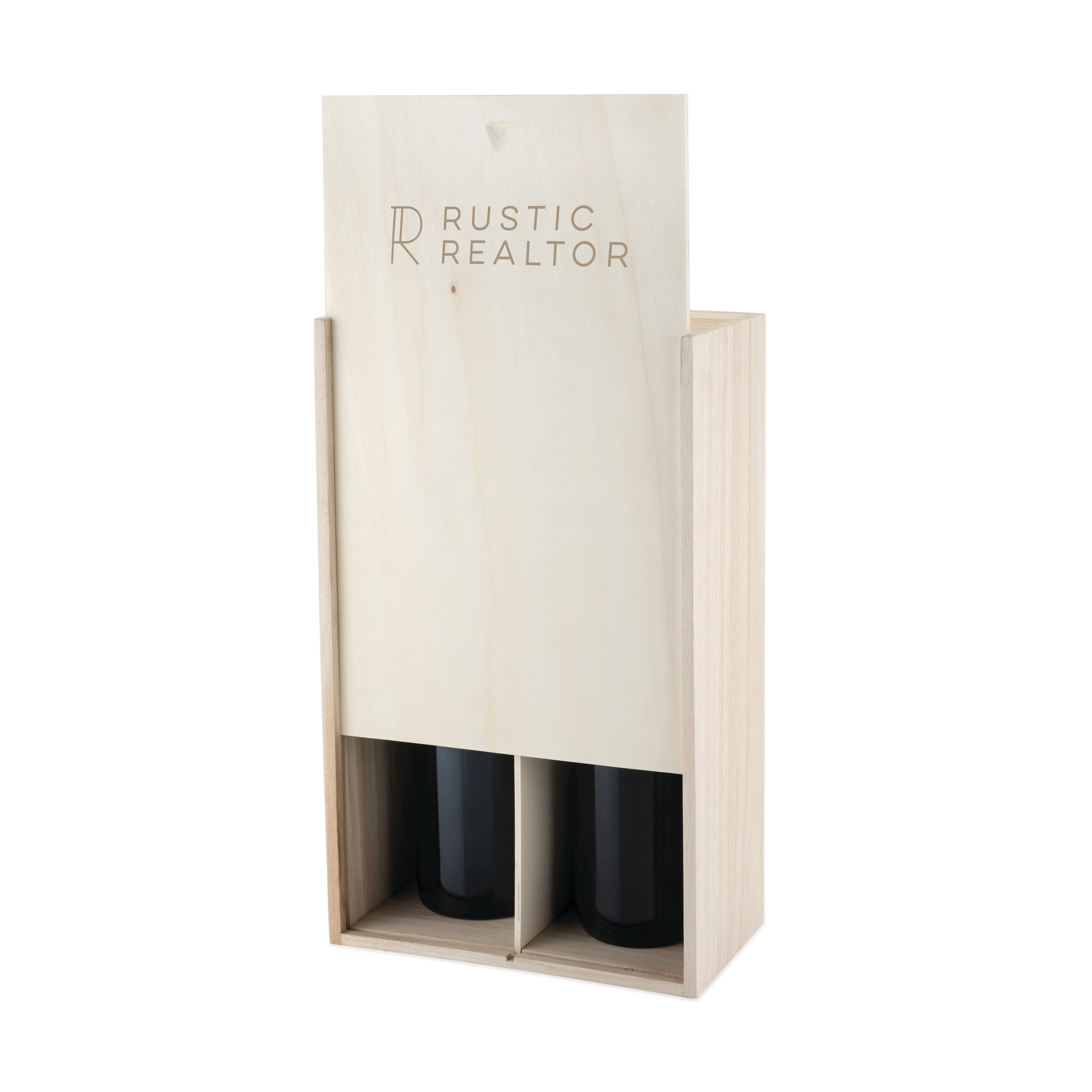 Two Bottle Paulownia Wood Wine Box - Thumbnail 2