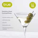 Stainless Steel Cocktail Picks, Set of 10