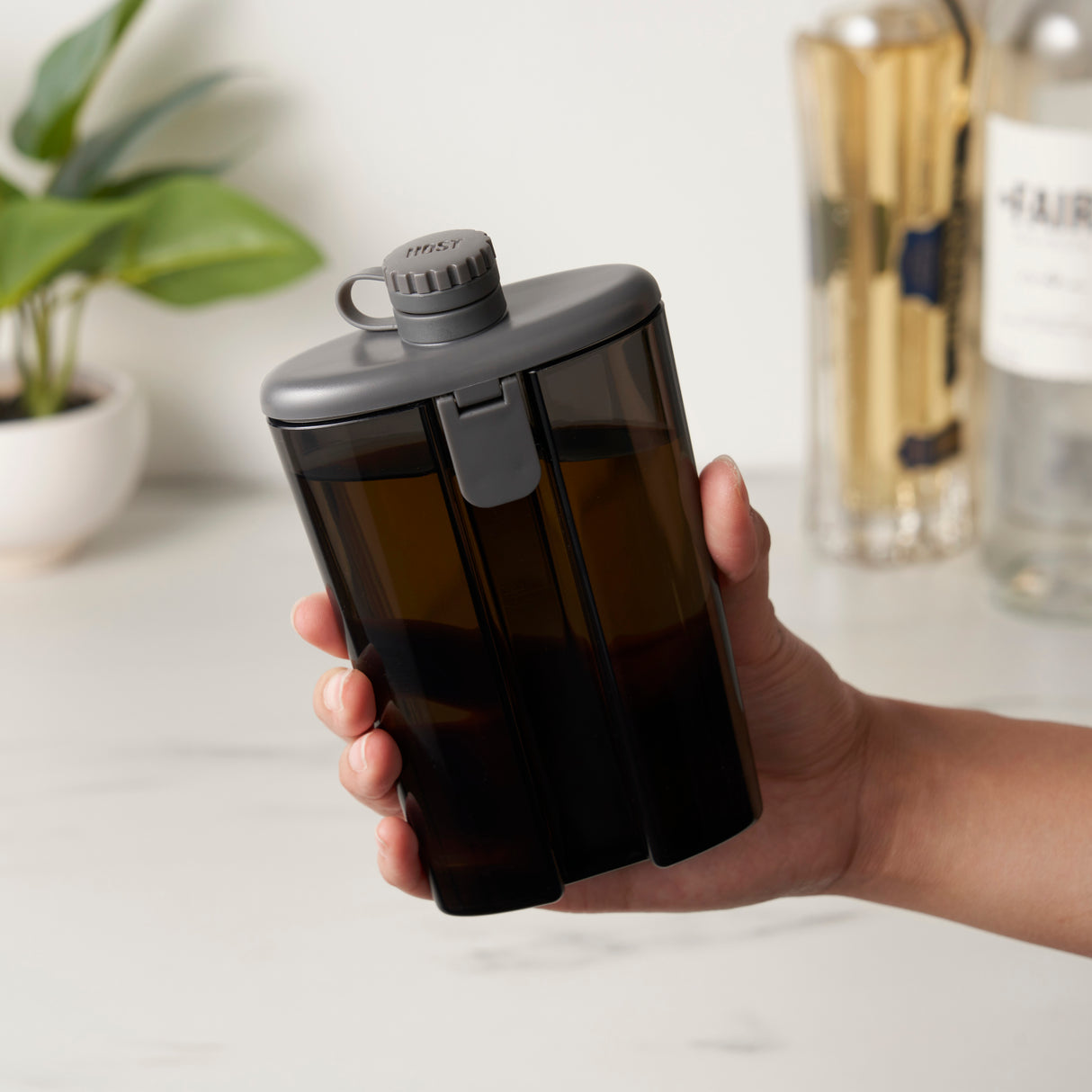 Easy-Fill 6 oz Plastic Flask in Grey