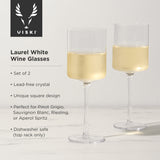 Laurel Crystal White Wine Glasses, Set of 2