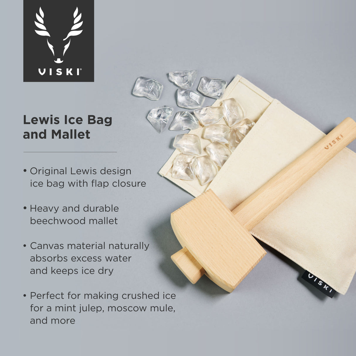 Viski Professional Lewis Ice Bag and Mallet