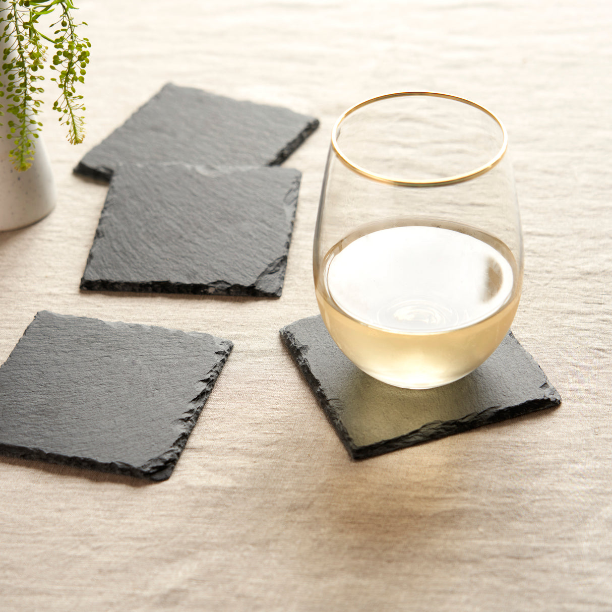 Square Slate Coasters, Set of 4