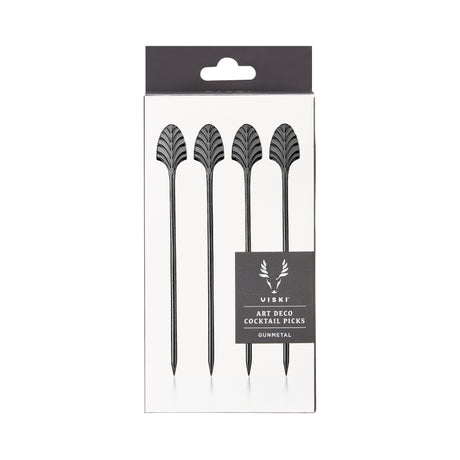 Art Deco Cocktail Picks in Gunmetal, Set of 4