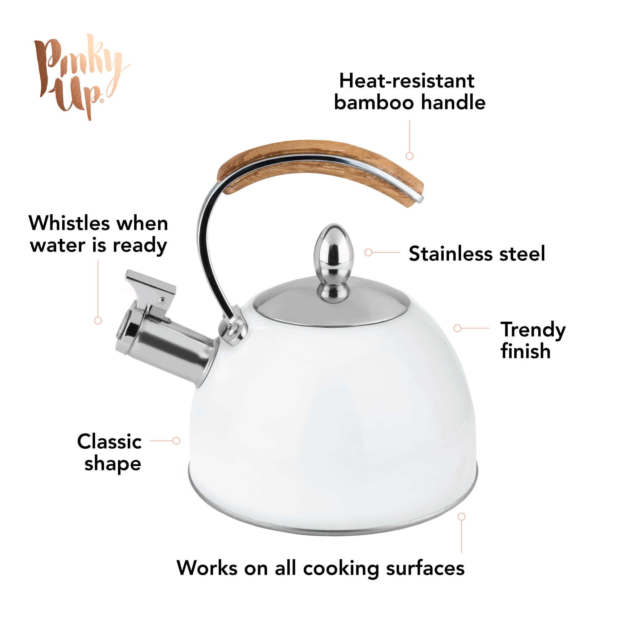 Presley Tea Kettle in White - Thumbnail 4