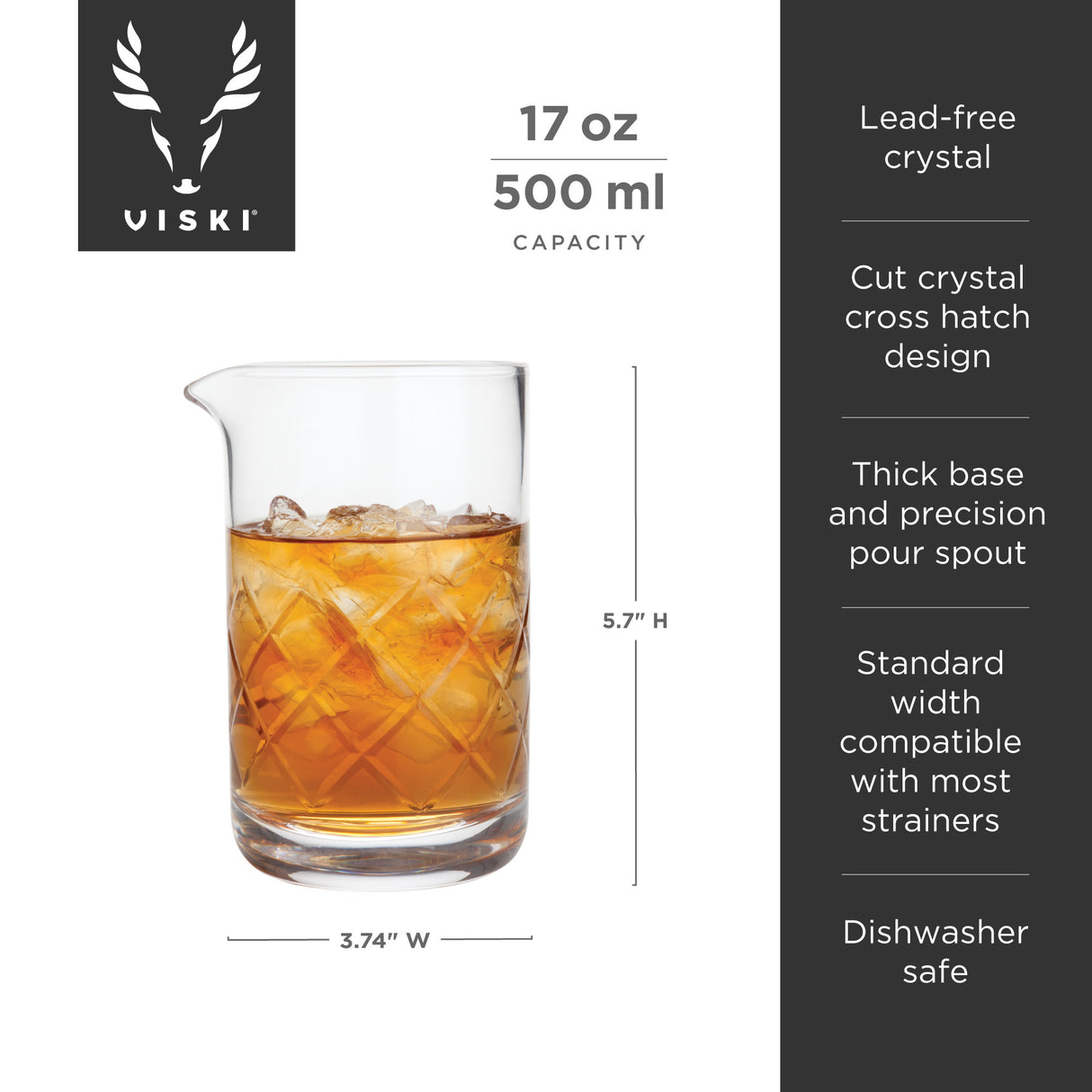 Viski Professional Crystal Mixing Glass