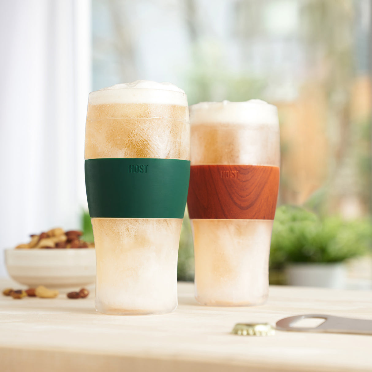 Beer FREEZE Cooling Cup in Wood, Set of 2