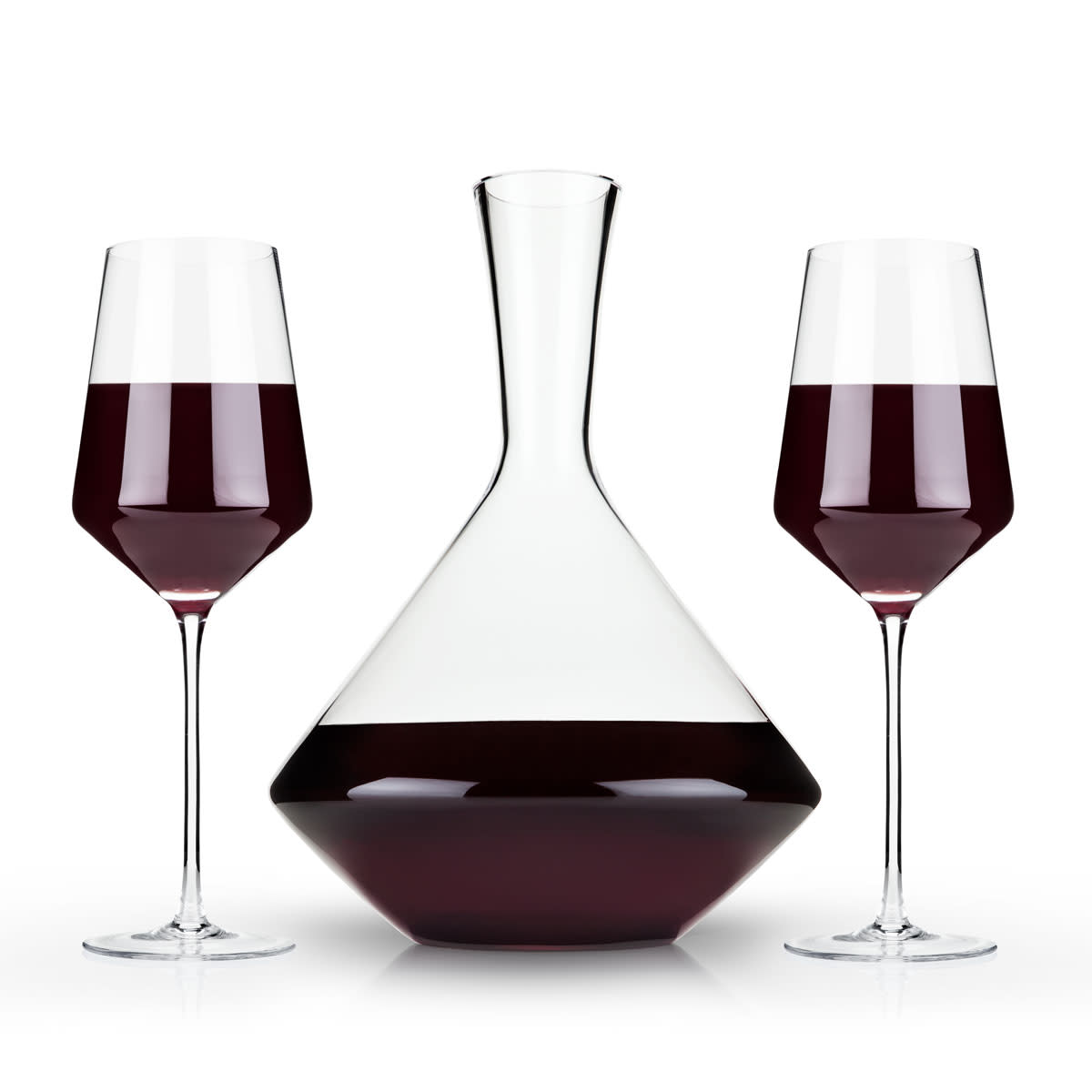 Viski Raye Crystal Angled Bordeaux Decanter and Wine Glass - Thumbnail 2
