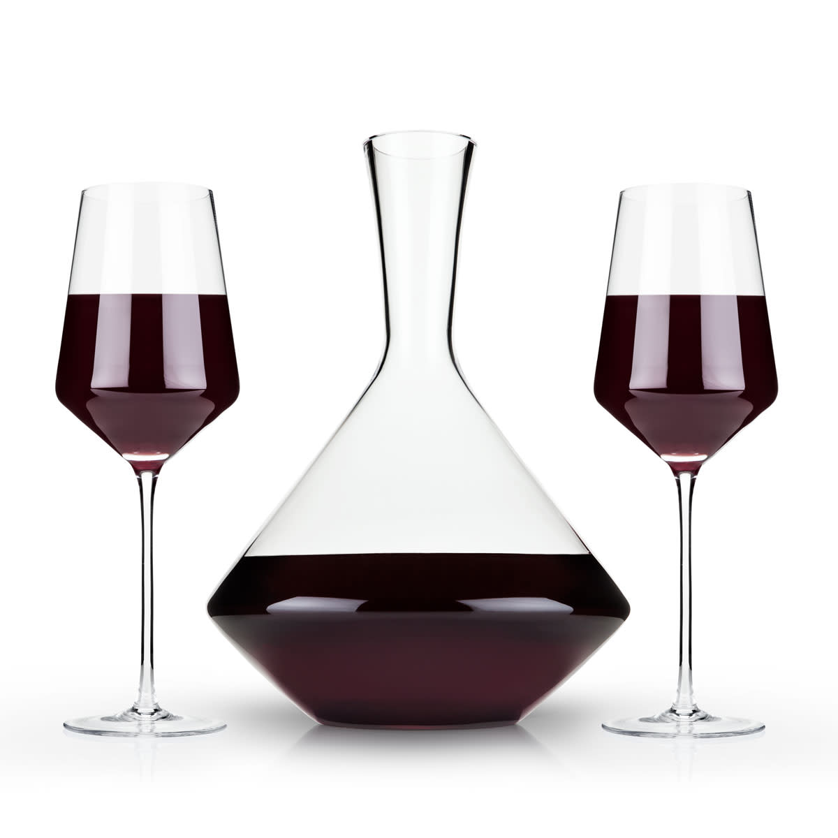 Raye Crystal 3-Piece Angled Bordeaux Decanter & Wine Glass Set