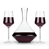 Raye Crystal 3-Piece Angled Bordeaux Decanter & Wine Glass Set