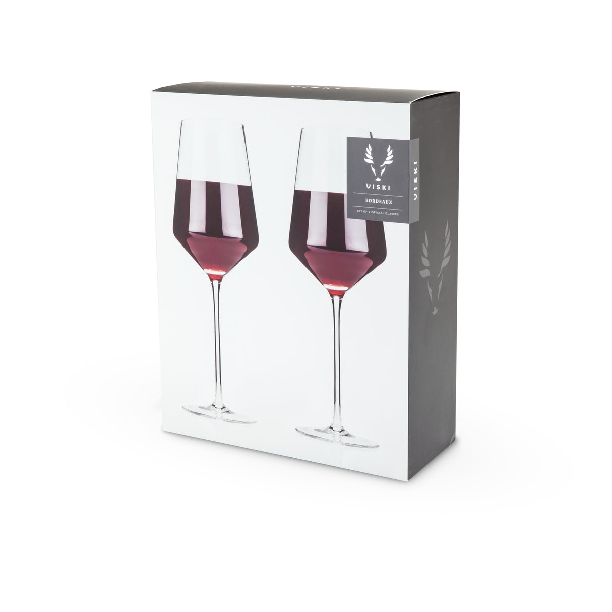 Raye Crystal Angled Bordeaux Glasses, Set of 2